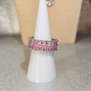 Pink Cubic Zirconia Eternity Band Ring Size 7 New